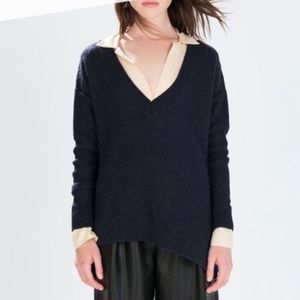 Zara Knit Italian yarn deep v neck sweater